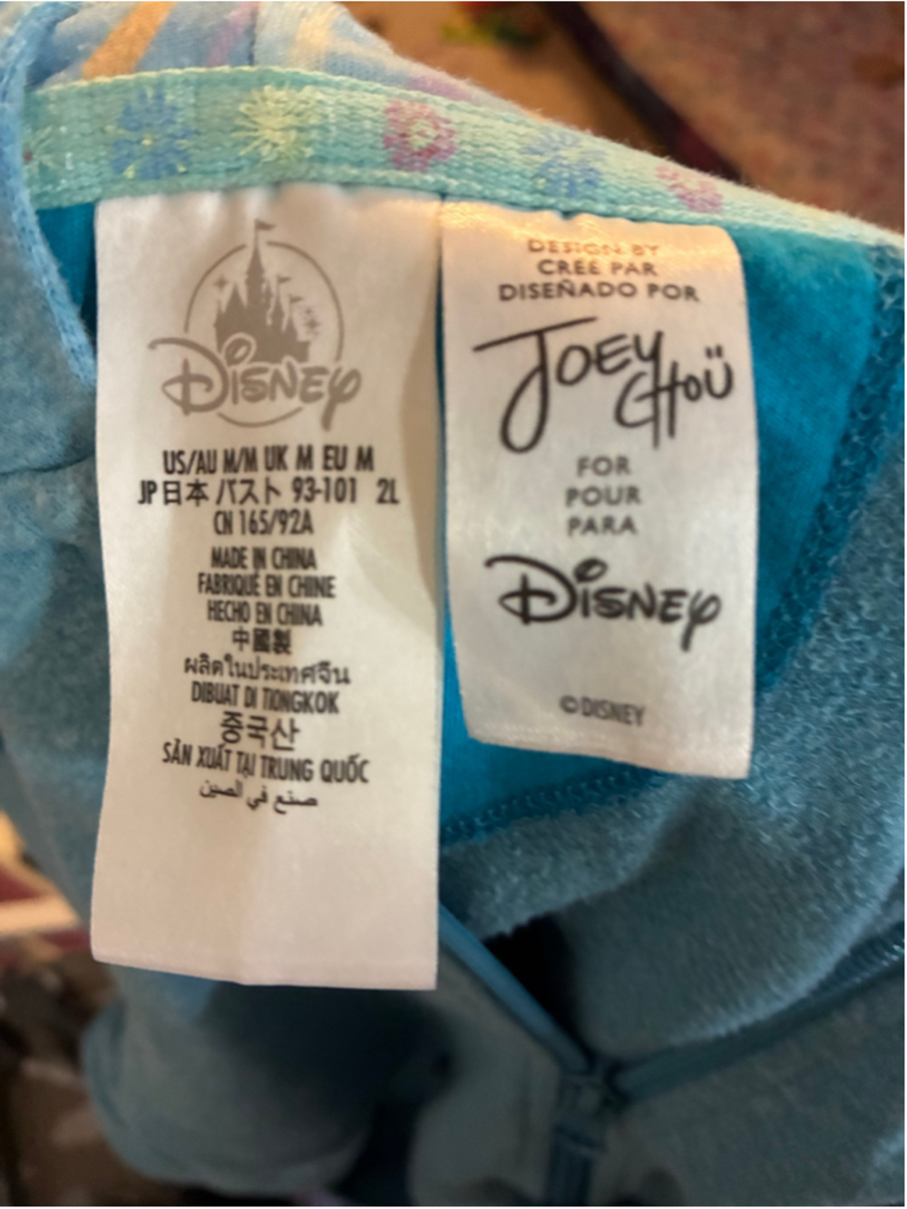 Disney Exclusive Joey Ghou Design Zip-Up Hoodie Medium Blue Women’s Cut - Picture 6 of 6